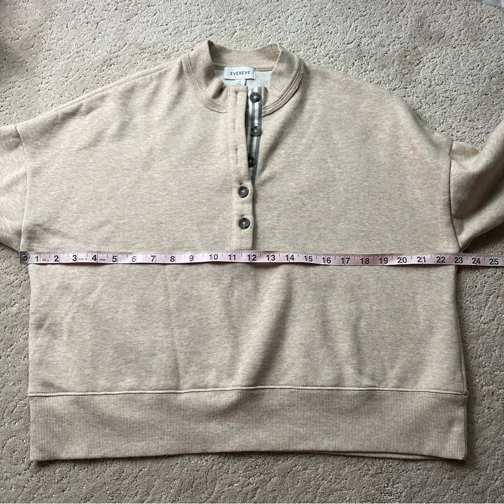 Evereve Taryn Taped Henley Sweatshirt Fleece Pullover S - Picture 8 of 9